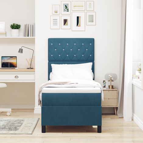 Box Spring Bed with Mattress Dark blue 80 x 200 cm Velvet vidaXL (1/5)
