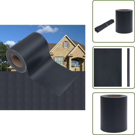 Panel de privacidad - vidaXL Panel de valla de PVC gris oscuro mate 35x0,19 m - Protección exterior