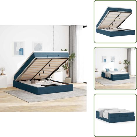 Letto con vano portaoggetti - vidaXL Struttura Letto Pouf con Materasso 140x190 cm in Velluto - Materasso in velluto