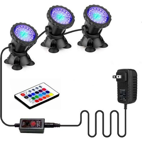 Pool Lighting - IP68 Waterproof Adjustable RGB for Garden and Pool, Model with One to Three Remote Controls (1/4)