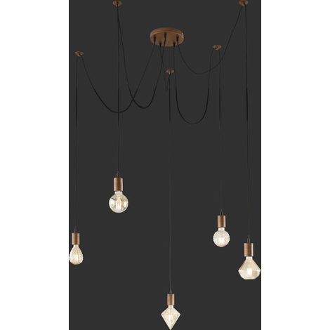 Lampada a sospensione, metallo, rame antico, H max 200 cm, Cord