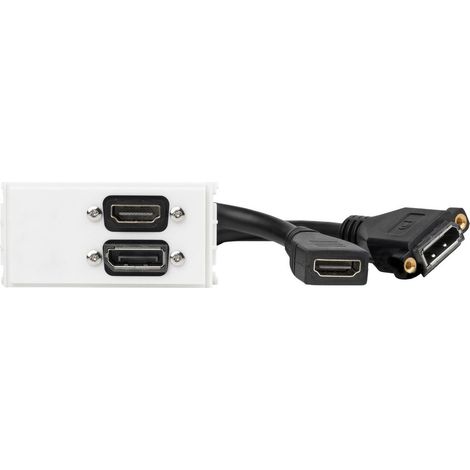 Vivolink WI221267 Presa di corrente con HDMI + DisplayPort, colore bianco