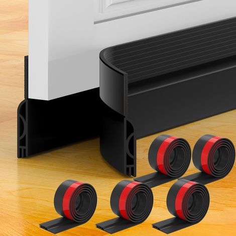 Draught Excluder for Draught Excluders and Draught Excluder (Quick to Install), Ideal for Entrance Doors, Insulation Against Cold and Noise (Black, 1 x 5 Pack) (1/5)