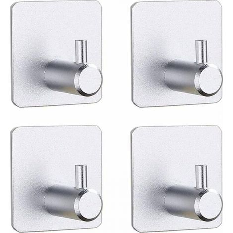 Lot de 4 crochets muraux robustes et étanches pour serviettes, clés, vestes, manteaux et peignoirs, cuisine et salle de bain, auto-adhésifs (1/4)