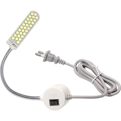 Lámpara para máquina de coser AC110-245V 2W 30LED, base magnética fija, tubo flexible y angular, ideal para trabajos y tareas domésticas.