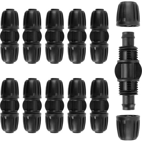 Lot de 10 raccords droits pour système d'irrigation goutte à goutte, compatibles avec les tuyaux d'eau en PE de 16 mm. (1/5)