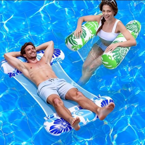 2 Pièces Matelas Gonflable Piscine Hamac Personnes,4 in 1 Bouee Filet Adulte,Petite Bouées Et Gonflables Flottant Transat Eau,Bouee Fauteuil Adulte d'eau pour Piscines - (1/5)