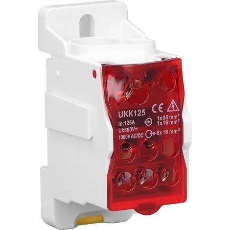 Bornier Electrique, UKK125 Bornier Rail DIN, Bloc de Jonction 690V, pour Armoires de Distributio Armoires Haute Tension (Rouge) (1/5)
