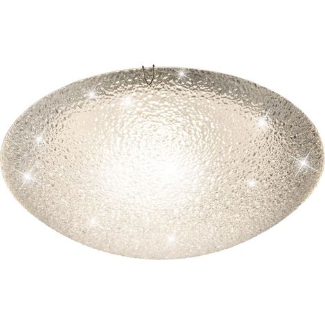 LED Deckenleuchte Modern Wohnzimmerlampe Glas klar Deckenlampe Chrom, geeist rund, 1x LED 12 Watt 800 Lm warmweiß, 30 cm