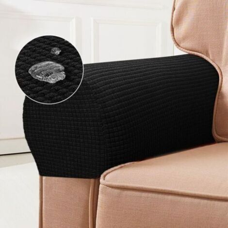 Lot de 2 Housse Accoudoir Canapé Étanche, Housse Accoudoir Fauteuil Élastiques Protege Accoudoir Canapé Extensible Antidérapant (Noir) (1/4)