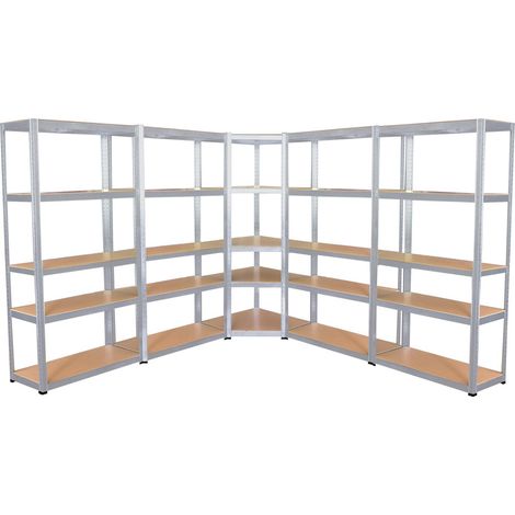 5 étagères spécial angle pour grand garage - étagères de coin charges lourdes - 875 kg - Montage facile par clip et croisillons (1/5)