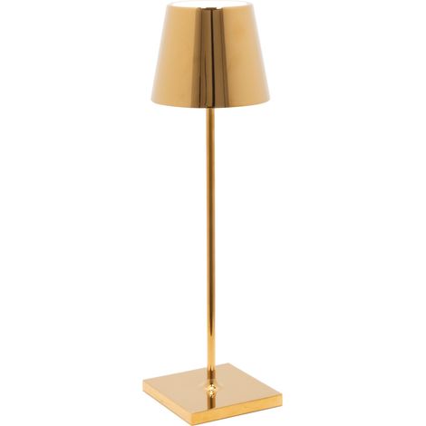 Lampe De Table Led Poldina Pro Glossy Gold, Rechargeable Et Dimmable Avec Une Autonomie Allant Jusqu'À 12 Heures