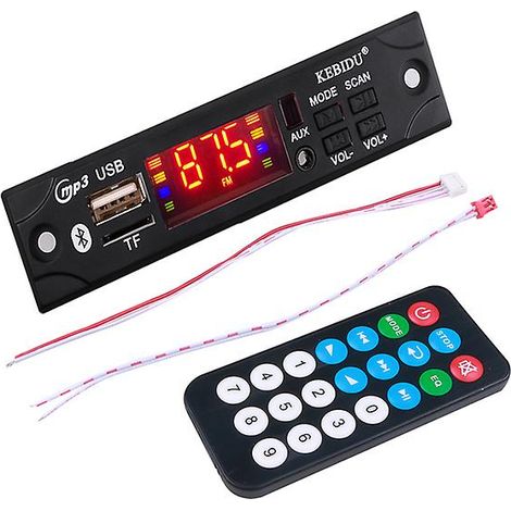 Carte décodeur MP3 WMA Kebidu 12 V pour autoradio, module radio FM USB/TF, Bluetooth, lecteur MP3 sans fil avec télécommande et écran couleur (1/5)