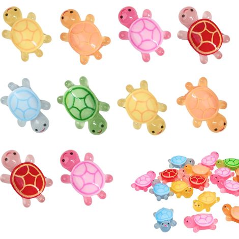 20 Figuras Miniatura de Resina Fluorescente Luminosa, Mini Tortugas de 3,2 cm x 2,2 cm - Figuras Fluorescentes Decorativas - Animales Marinos Realistas - Decoración de Jardín, Acuario y Hogar (1/5)