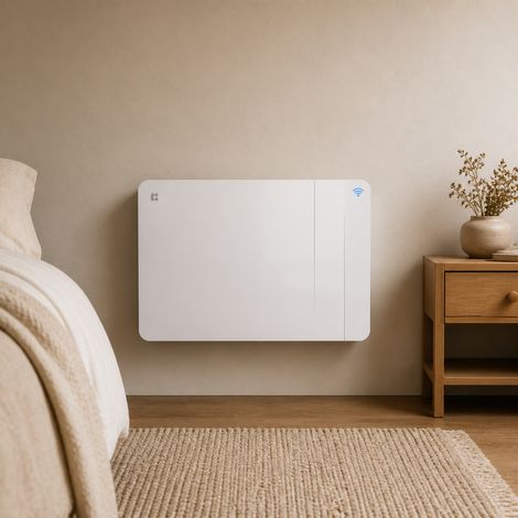 CIARRA Radiateur électrique connecté WiFi 1000W 5-10㎡inertie sèche céramique double cœur de chauffe programmation 7j/24h IP24 CDHTD10A-W