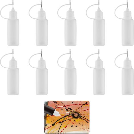 Pipettenfläschchen – 10 Stück – Kunststoff – Präzise Dosierung – Klebstoff, Tinte, Farbe – 10 ml Weiß (1/5)