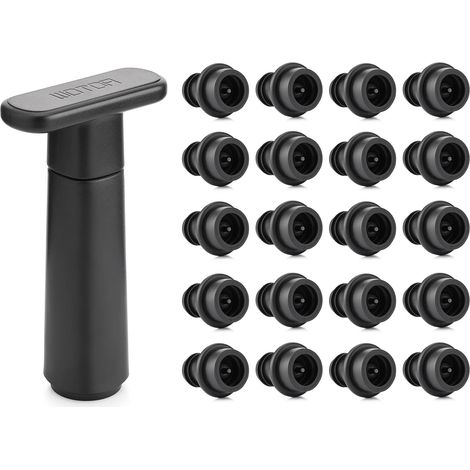 Pompe à vide pour bouteille de vin avec 20 bouchons réutilisables, kit de conservation sous vide pour vin (1/5)