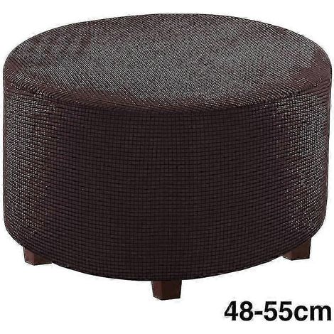 Housse de protection pour repose-pieds rond, amovible, unie, pour salon uniquement, couleur XL, marron (1/4)
