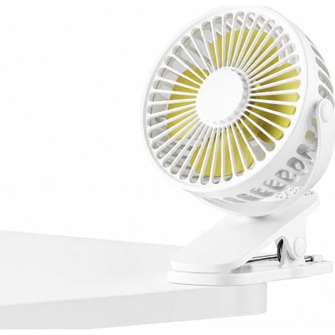 Mini ventilateur de table rechargeable 4 pouces, 3 vitesses, batterie 1200 mAh, silencieux et portable, pour télétravail et bureau, blanc (1/5)