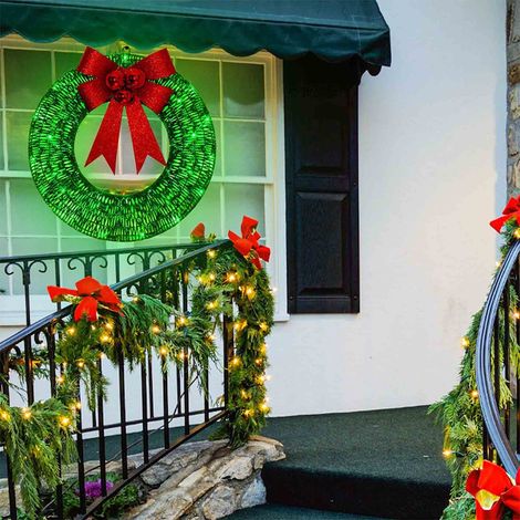 Guirlande De Noël En Métal - Avec Lumières Led Chaudes - Boucle Décorative Grande Taille - Pour Porte Intérieure Ou Extérieure - 1 Pièce (1/5)