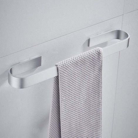 (Argent, 40 cm) Porte-serviettes mural sans perforation, rails antirouille, serviettes de bain, porte-vêtements, porte-serviettes de cuisine (1/4)