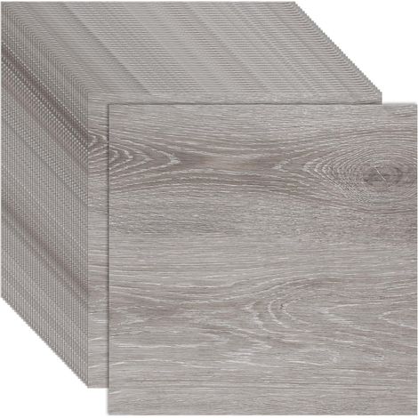 Dalles PVC Autocollantes Sol 30x30 cm Vinyle Aspect Bois Gris 1,3 mm Sol Adhésif Étanche pour Cuisine Salle de Bain Rénovation (1/5)