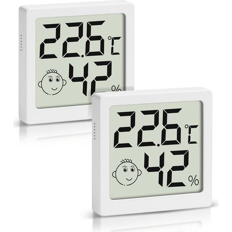 Digital Thermomètre Hygromètre Mini, Intérieur Thermo HygromèTre Indicateur Précision D'ambiance Moniteur de Température et Humidimètre pour la maison, le bureau, la voiture (blanc-2 pièces) (1/5)