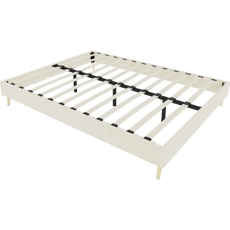 Lit coffre moderne 140 x 200 cm beige en velours MODENUIT (1/5)