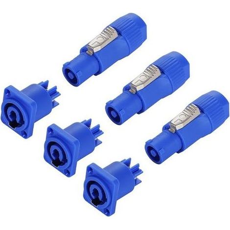 3 Ensembles Connecteurs PowerCon professionnels à montage sur panneau compatibles avec Neutrik NAC3FCA,prise d'alimentation audio 3 broches pour éclairage de scène et haut-parleurs,AC 250V 20A (1/5)