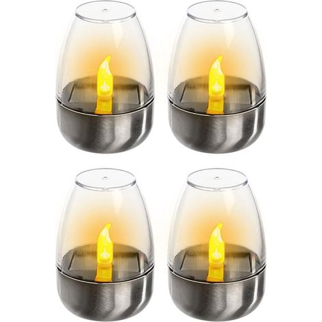 Candele solari - 4 candele a LED - Candele tealight a LED - Luce notturna - Candele tealight elettriche - Candele ricaricabili, candele tealight a LED, candele senza fiamma - Luce calda - Impermeabili (1/5)