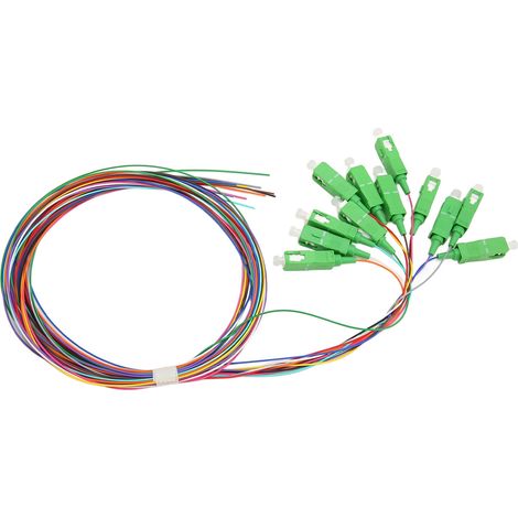 Pigtail Fibre Optique 1,5 mètre 12 Brins SC/APC Monomode - 12 Couleurs pour Soudage Réseau (1/5)