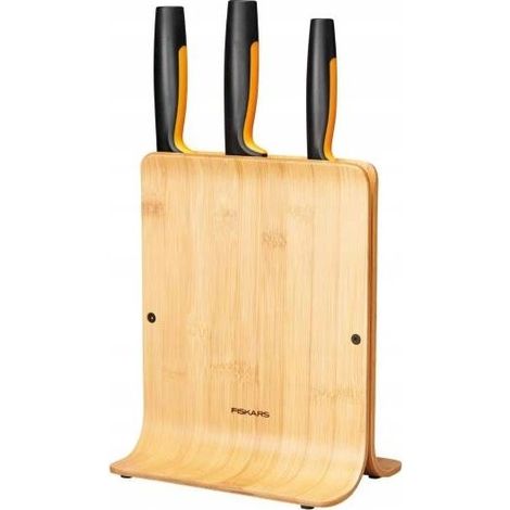 Fiskars Functional Form Set de 3 cuchillos bambú acero inoxidable