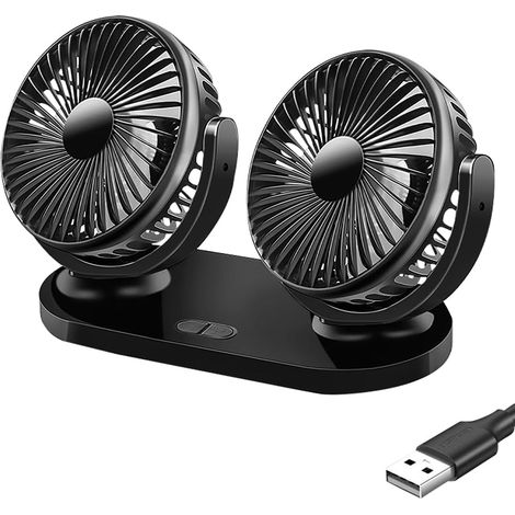 Bardusch - Ventilateur Voiture USB, 360° Rotative Double Tête Ventilateur de Voiture, Ventilateur Camping Car avec 3 Vitesses, Double Tête Ventilateur USB (1/5)