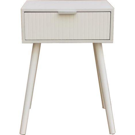 Home Heavenly® Mesita de Noche Fresh Mesilla Auxiliar con Cajón, Patas Estilizadas y Diseño Nórdico Compacto, 40x30x60 cm Dormit  Color: Blanco (1/3)