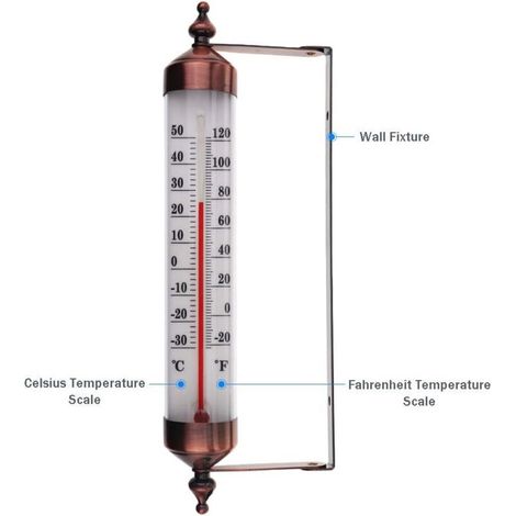 Thermomètre d'extérieur avec jauge, effet bronze – Élégant thermomètre de jardin pour extérieur adapté pour la température extérieure, serre, garage, facile à accrocher (1/4)