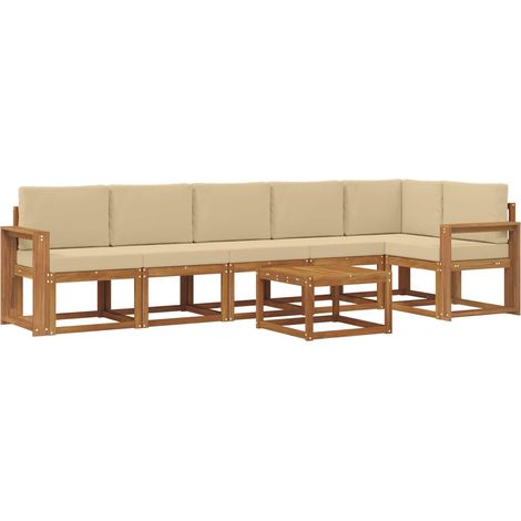 Outdoor Sofa Set with Cushion 7 pcs Natural and Beige vidaXL (1/5)