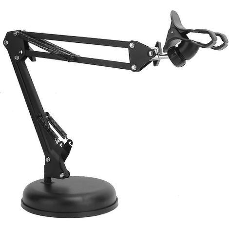Support de webcam pliable à bras long avec fixation rotative à 360° pour le streaming en direct, support de téléphone avec base métallique stable (1/5)