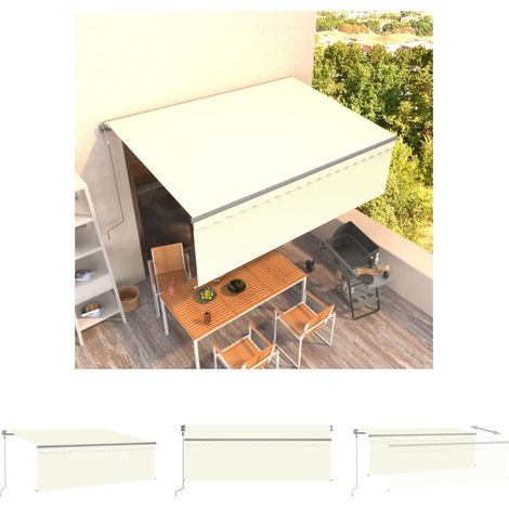 Markise mit Fernbedienung - vidaXL Markise Automatisch Einziehbar mit Volant 4x3 m Creme - Markise 4x3 m (1/5)