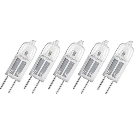 Lot de 5 ampoules halogènes à culot à broches à intensité variable 10 W 12 V G4 Blanc chaud 2800 K 130 lm [Classe énergétique G] (1/4)