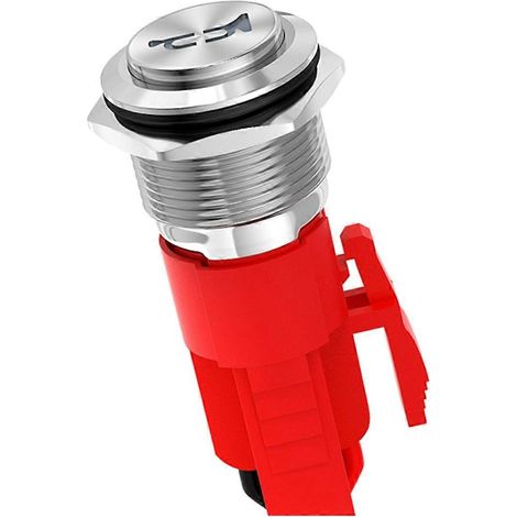 Interrupteur à klaxon robuste 12 V 20 A, 16 mm, en métal avec LED et bouton-poussoir momentané en acier inoxydable (1/4)