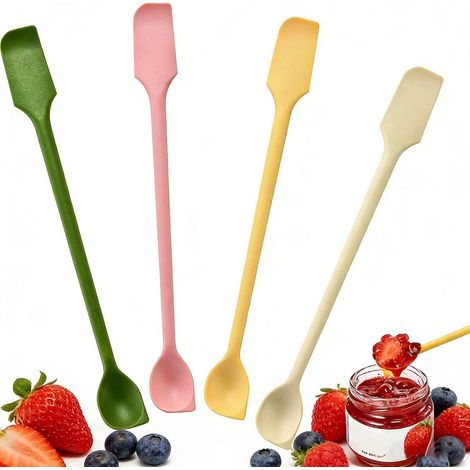 Mini Silikon Spatel Set 4 Stück, 26cm Teigschaber schmal, doppelseitig