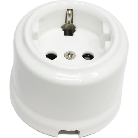 Base enchufe vintage de porcelana blanca instalación superficie 10A 250V