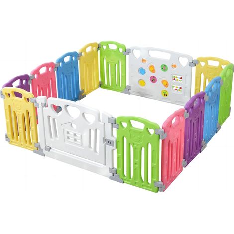 Parc pour bébé - Centre d'activités de sécurité intérieur/extérieur - 14 panneaux multicolores (1/5)