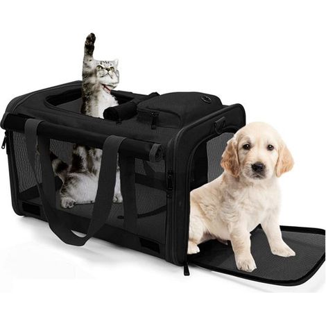 Trasportino per cani e gatti, borsa da viaggio per cani, trasportino per gatti, cestino da viaggio, 45 x 28 x 27 cm. Cestino da viaggio extra resistente per cani e gatti. (1/5)