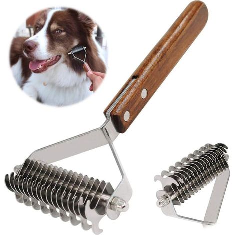 Peigne et brosse de toilettage doubles pour chiens et chats avec râteau à sous-poil (1/5)