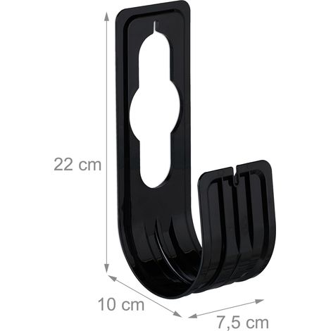 Set di 4 supporti pratici per tubo da giardino da esterno per montaggio a parete 15 x 8 x 10 cm in plastica nera 130015398