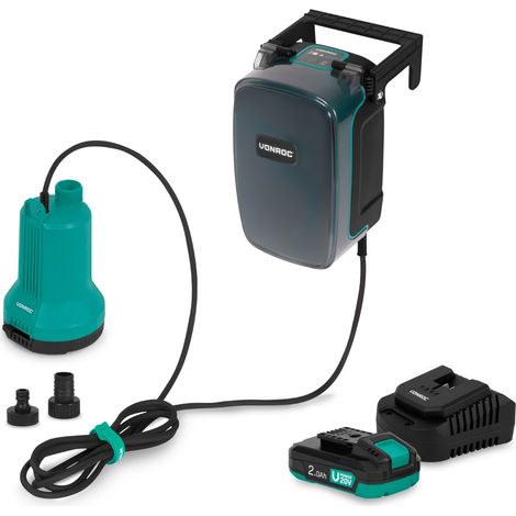VONROC - Pompe submersible sans fil 20V - 90 W - 4500 l/h - 0,8 bar - eaux propres batterie 2,0 Ah et chargeur inclus (1/5)