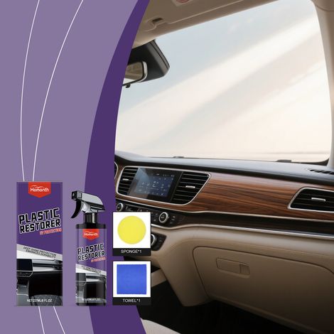 Auto-Kunststoffpflegespray – Glanzverstärkung für den Innenraum, Reparatur von Abriebschäden, Pflegespray für die Mittelkonsole – 237 ml + Schwamm + Tuch -- DTEKGAZ (1/5)