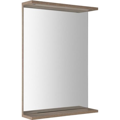Miroir KORIN STRIP avec éclairage LED 50x70x12cm, chêne plaqué (1/4)