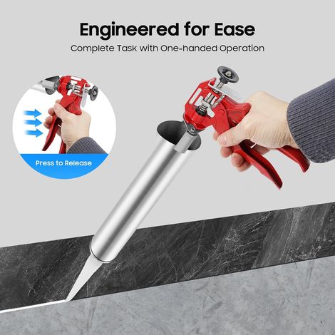Profi Fugenpistole für Mörtel, Mörtelspritze Mörtelpresse Edelstahl Handmörtelpumpe beton spritze Fugenspritze mit Zubehör für Fliesenfugenfüllung und Terrassenfugenfüllung,56x22 cm (1/5)